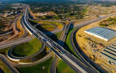 Aerial view of the multi-level Trabablas interchange in Harare.